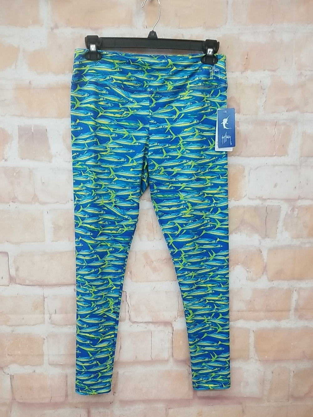 Guy Harvey Blue & Neon Green Fish Pattern Leggings